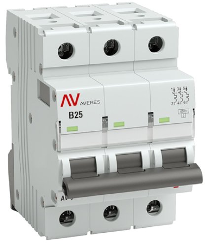 Выключатель автоматический EKF Averes AV-6 3п 25А B 6кА картинка